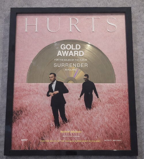 Gold Award – Hurts – Surrender – Sony Music – Golden Records Poland