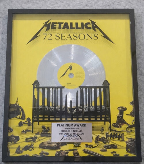 Platinum Award – Metallica – 72 Seasons – presented to Robert Trujillo – Golden Records Poland